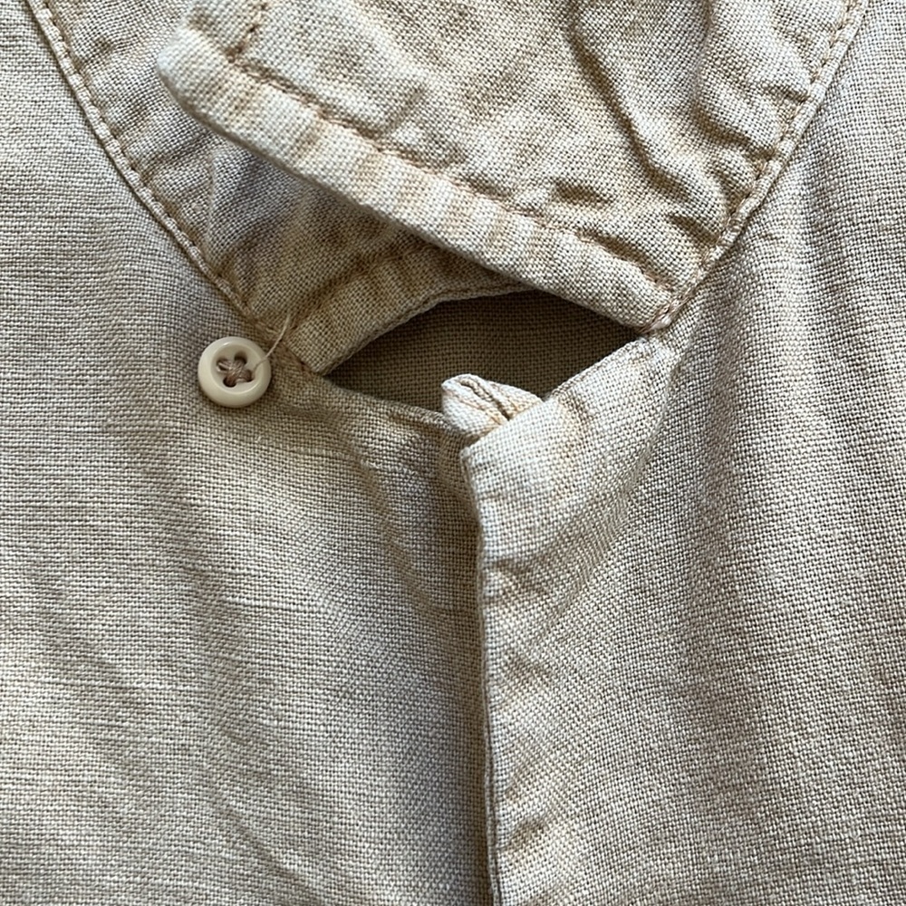 Adriano Goldschmied Cotton & Linen Short Sleeve Camp Shirt in Tan / Beige - Picture 10 of 10